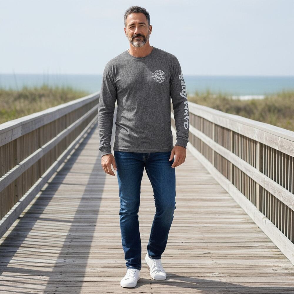 Salty Wave Collection Mens Gray Long Sleeve T Shirt XL